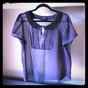 Blue and black sheer lightweight top